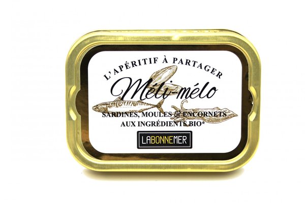 FBM66 Méli-mélo sardines, moules et encornets bio 100 g - La Bonne Mer
